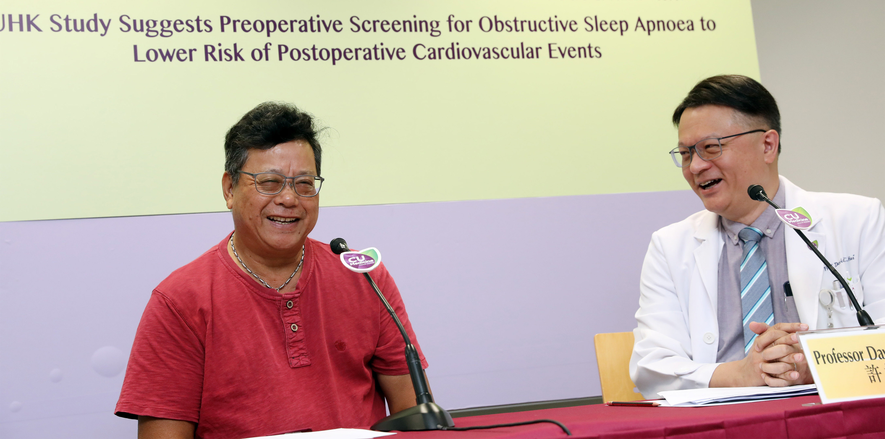Mr. CHAN (left) received sleep test before his knee surgery last year and was diagnosed with severe OSA. He started OSA treatment and the frequencies of snoring and arousals have dropped drastically.