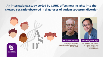An international study co-led by CUHK offers new insights into the skewed sex ratio observed in diagnoses of autism spectrum disorder