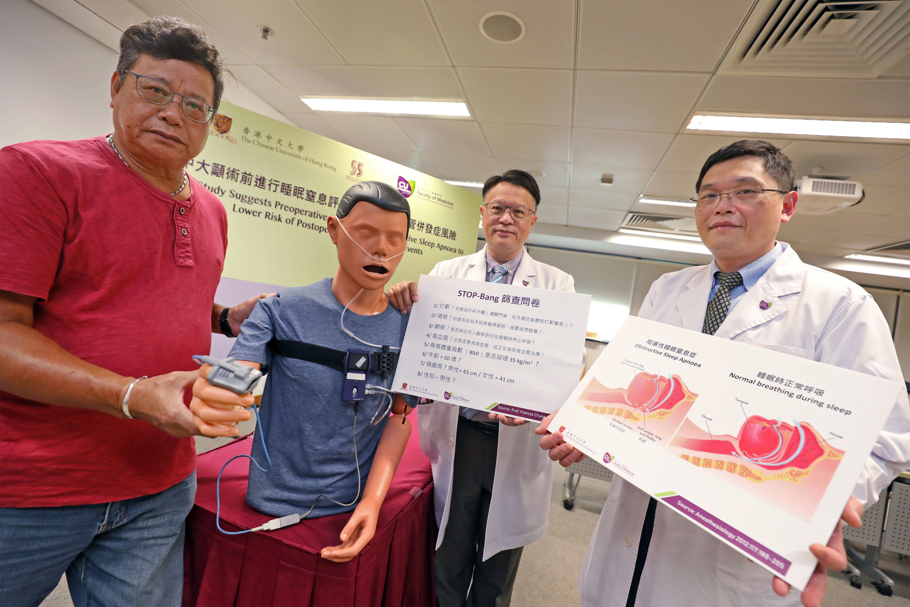 Mr. CHEUNG (left) received sleep test before his knee surgery last year and was diagnosed with severe OSA. He started OSA treatment and the frequencies of snoring and arousals have dropped drastically.