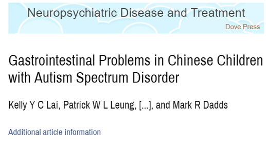 Gastrointestinal problems in Chinese children with autism spectrum disorder