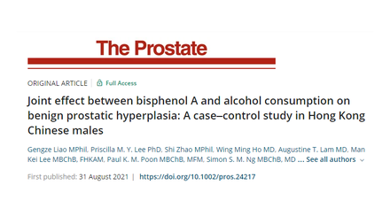 First study to investigate bisphenol A and benign prostatic hyperplasia