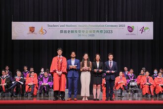 Group photo of student awardees of Medicine session on stage