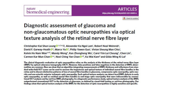 A new technology ROTA developed by HKUMed and CU Medicine can visualise axonal fibre bundles on the retina to advance early diagnosis of glaucoma and optic neuropathies