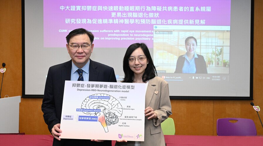 中大证实抑郁症与快速眼动睡眠期行为障碍共病患者的直系亲属更易出现脑退化徵状 研究发现为促进精准精神医学和预防脑退化疾病提供新见解