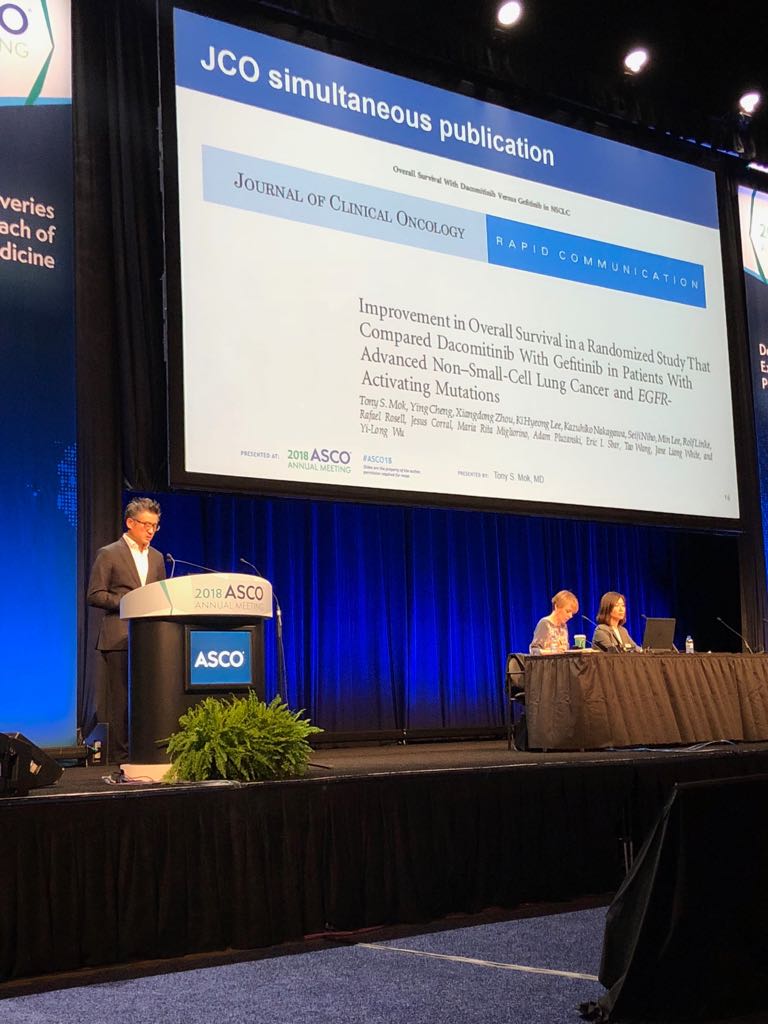 Professor MOK, Chairman of the Department of Clinical Oncology of the Faculty of Medicine at CUHK, presented the study findings at the 54th ASCO annual meeting held in early June 2018